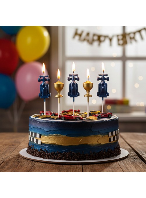 Vela Carros De Corrida Com 5 Unidades