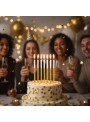 Vela de Aniversário Palito Grande Dourado 8 unidades