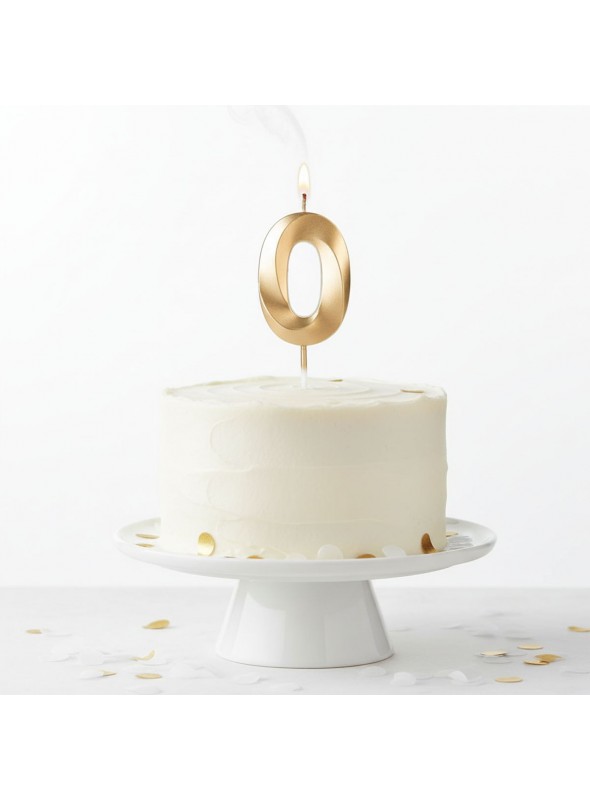 Vela de Aniversário Design Número 0 Dourada Perolizada Silver Festas