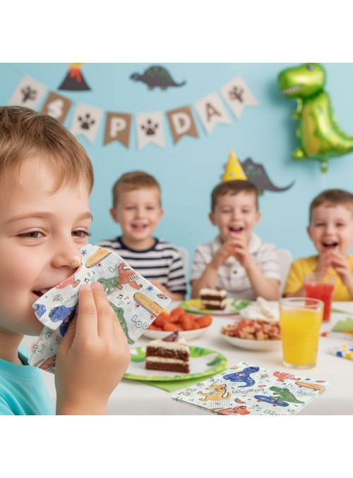 Guardanapo De Papel Festa Dinossauros 33x33cm 20 Unidades