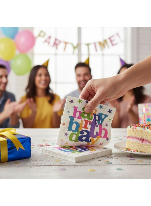 Guardanapo De Papel Happy Birthday Colorido 33x33cm 20 Unid
