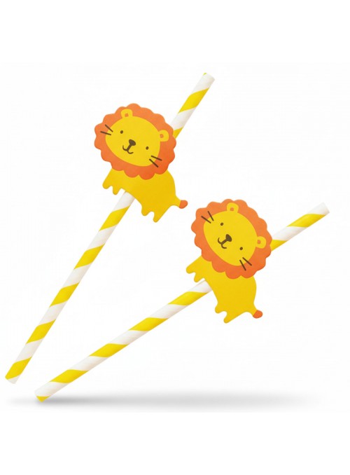 Canudo De Papel Festa Animal Leão 20cm 6 Unidades
