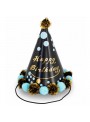 Chapéu De Aniversário Aniversário Preto Pompom 1 Unidade