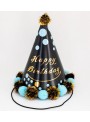 Chapéu De Aniversário Aniversário Preto Pompom 1 Unidade