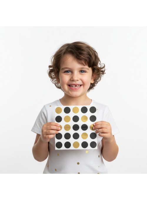 Guardanapo De Papel Poá Grande Preto E Dourado 33x33cm 20 Unidades