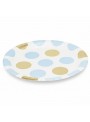 Prato De Papel Poá Grande Azul Dourado 18cm 8un Descartáveis