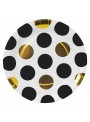 Prato De Papel Poá Grande Preto Dourado 18cm 8un Descartáveis