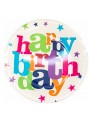 Prato De Papel Happy Birthday Colorido 18cm 8un Descartáveis