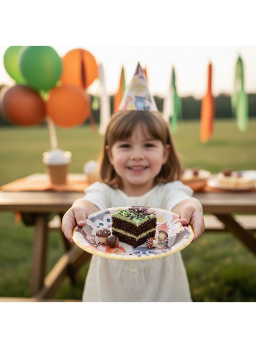 Prato De Papel Animais Da Floresta 18cm 8 Unid Descartáveis