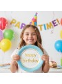 Prato De Papel Happy Birthday Azul 18cm 8 Unid Descartáveis