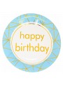 Prato De Papel Happy Birthday Azul 18cm 8 Unid Descartáveis