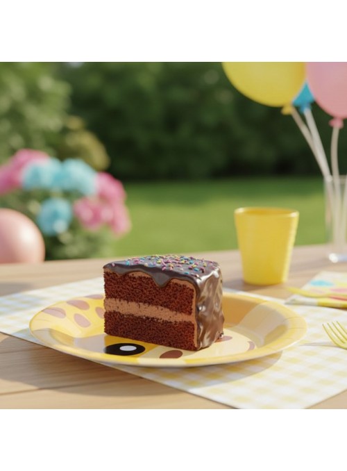 Prato De Papel Girafa Girafinha 18cm 8 Unidades Descartáveis