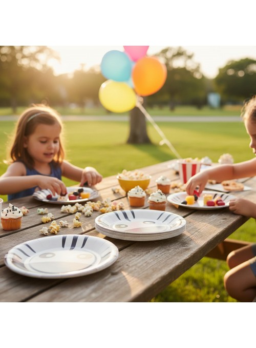 Prato De Papel Animal Zebra Festa Safari 18cm 8 Unidades