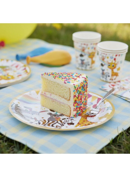 Prato De Papel Festa Animais 18cm 8uni Descartáveis De Festa