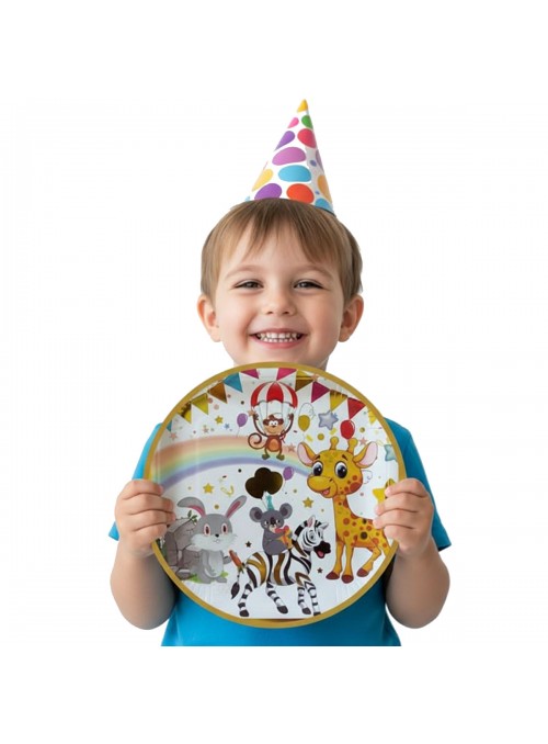 Prato De Papel Festa Animais 18cm 8uni Descartáveis De Festa