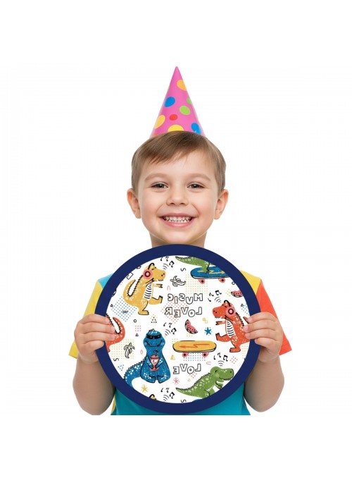 Prato De Papel Festa Dinossauros 18cm 8unidades Descartáveis