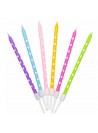 Vela De Aniversário Palito Poá Colorida 13cm 6 Unidades