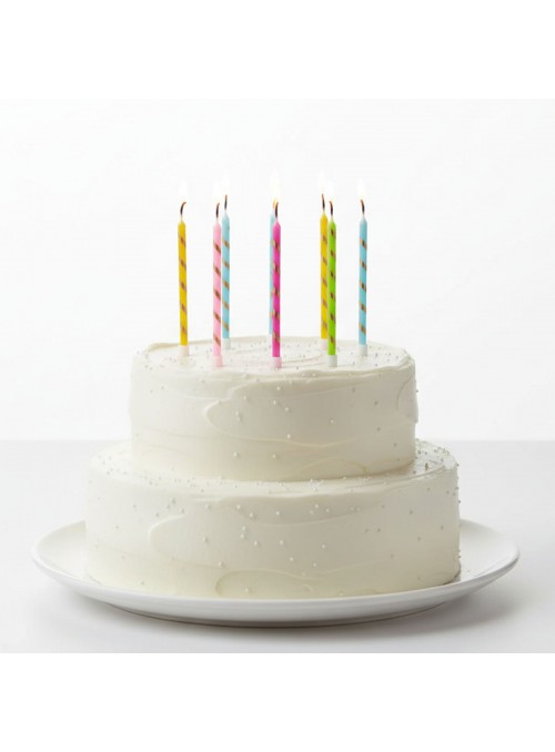 Vela De Aniversário Palito Listrado Colorida 13cm 6 Unidades