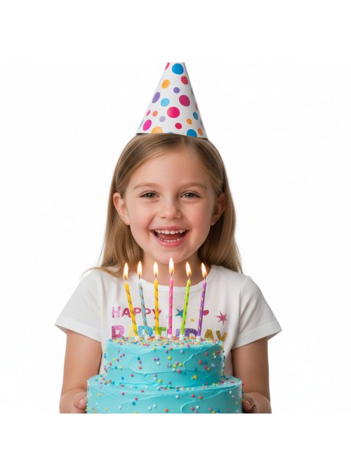 Vela De Aniversário Palito Listrado Colorida 13cm 6 Unidades