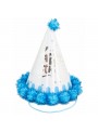 Chapéu De Aniversário Happy Birthday Azul Pompom 1 Unidade