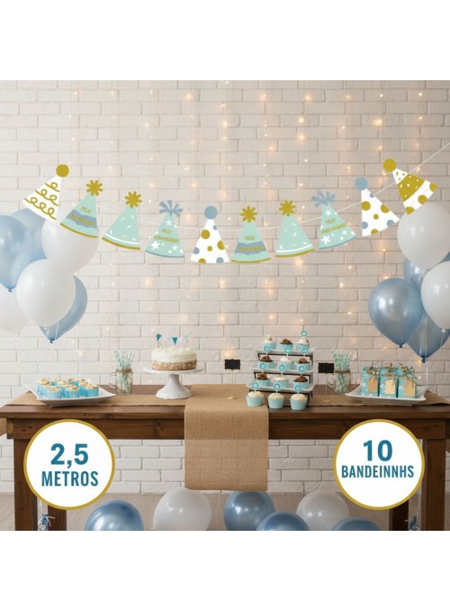 Faixa Feliz Aniversário Chapeuzinhos Azul 2,5 Metros