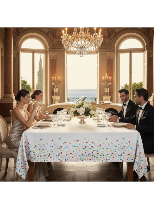 Toalha De Mesa Retangular Bolinhas 137x183 Descartável Festa