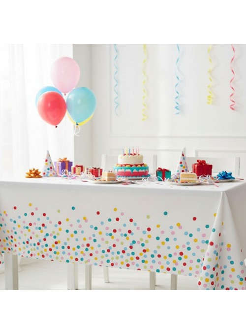 Toalha De Mesa Retangular Bolinhas 137x183 Descartável Festa