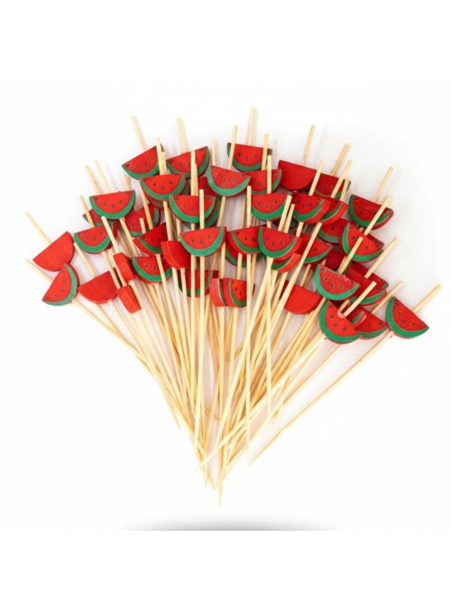 Palitos De Bambu Para Petiscos Melancia 12cm 50 Unidades