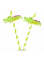 Canudo De Papel Festa Animal Jacaré 20cm 6 Unidades
