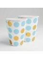Copo De Papel Poá Grande Azul E Dourado 270ml 8 Unidades