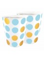 Copo De Papel Poá Grande Azul E Dourado 270ml 8 Unidades