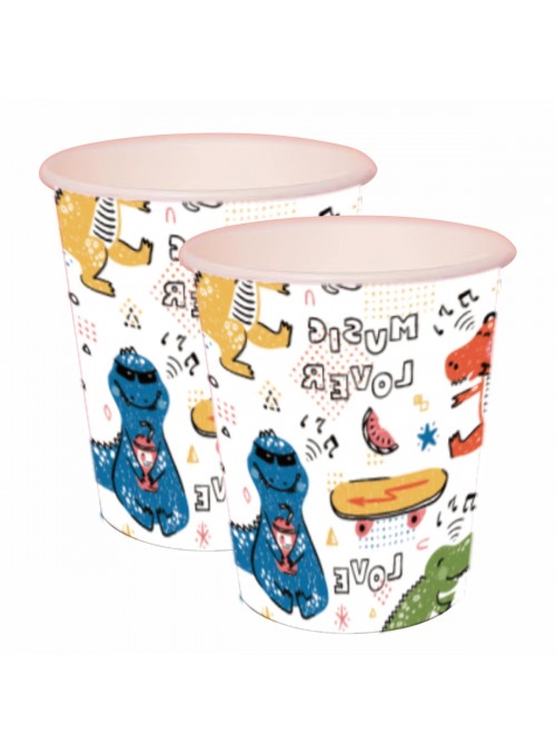 Copo De Papel Festa Dinossauros 270ml 8 Unid Descartáveis