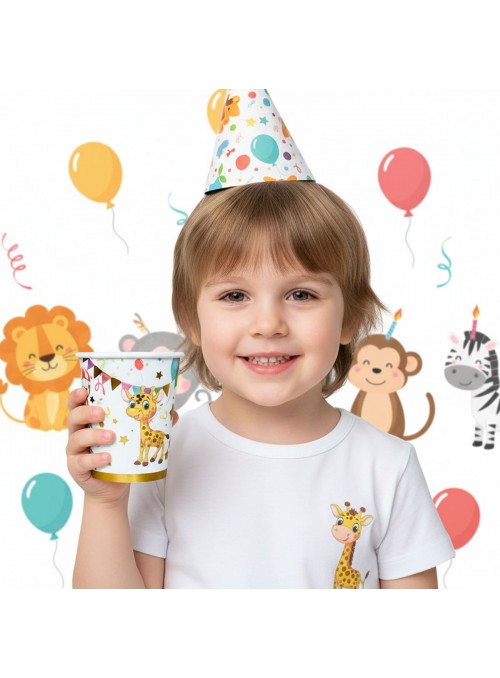 Copo De Papel Festa Animais 270ml 8uni Descartáveis De Festa