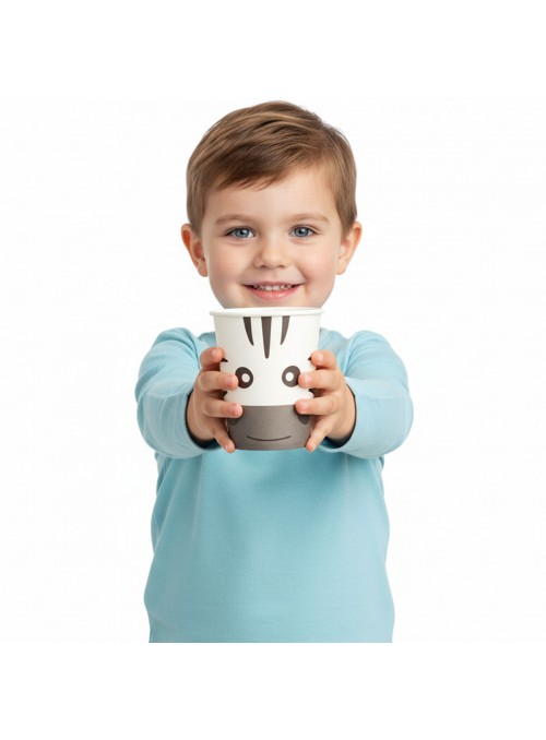 Copo De Papel Festa Animal Zebra 270ml 8uni Descartáveis