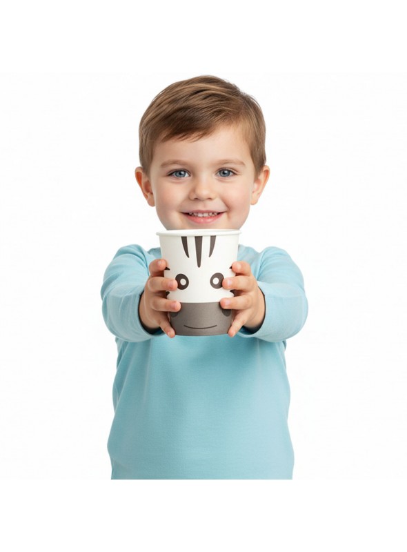 Copo De Papel Festa Animal Zebra 270ml 8uni Descartáveis