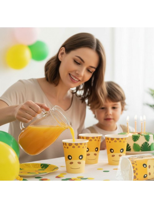 Copo De Papel Festa Girafa Girafinha 270ml 8uni Descartáveis