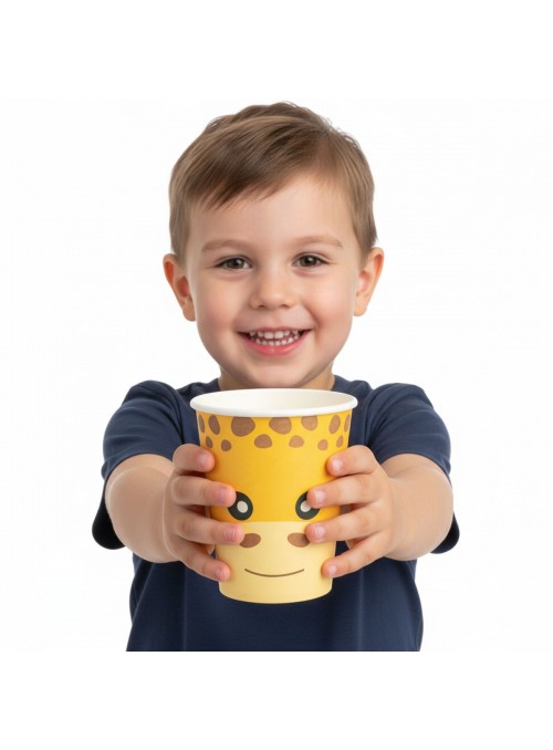 Copo De Papel Festa Girafa Girafinha 270ml 8uni Descartáveis