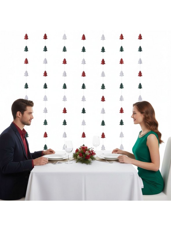 Cortina Decorativa Pingente Árvore De Natal 1 Kit Com 12 Uni