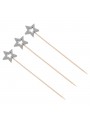 Palito Para Petisco Estrela Prata 12cm 20uni Decoração Festa
