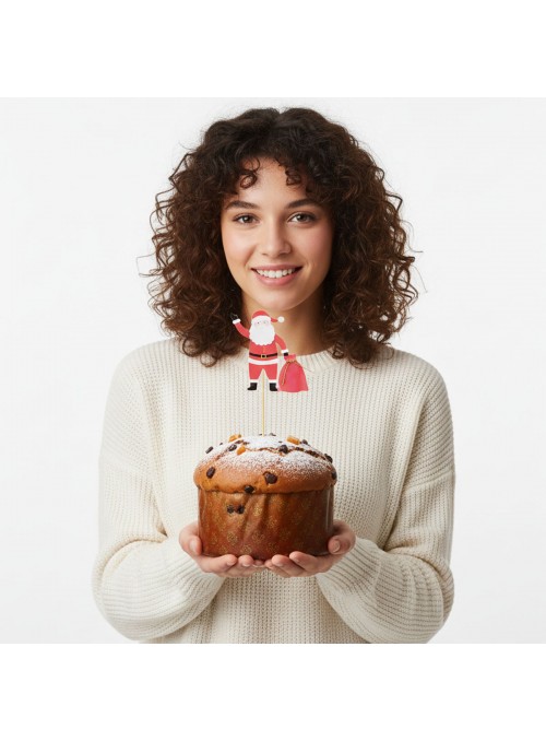 Topo De Bolo Panettone Papai Noel Decoração De Natal 1 Unid
