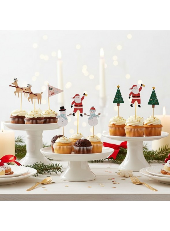 Toppers Para Doces Natal Papai Noel Árvore De Natal 10 Unidades