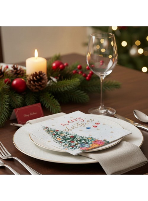 Guardanapo De Papel Feliz Natal Árvore 33x33cm 20 Unidades