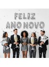 Kit Balões Metalizados Feliz Ano Novo Prata 40cm 16 Polegadas