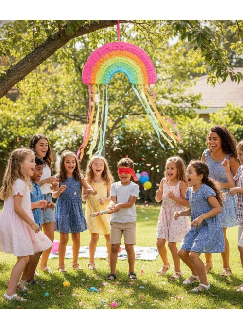 Pinhata Arco Íris com Bastão e Máscara Bam Festas Boutique de Festas
