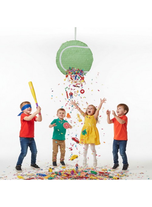 Pinhata Bola de Tênis com Bastão e Máscara Bam Festas Boutique de Festas