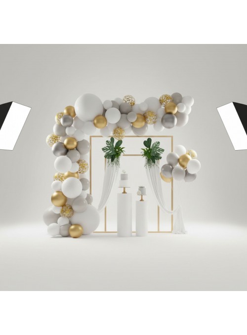 Kit Balões Para Arco Dourado E Prata 106 Unidades + Fita