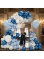Kit Balões Para Arco Azul e Branco 106 Unidades + Fita