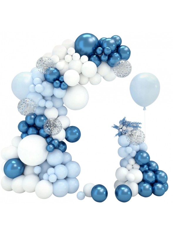 Kit Balões Para Arco Azul e Branco 106 Unidades + Fita