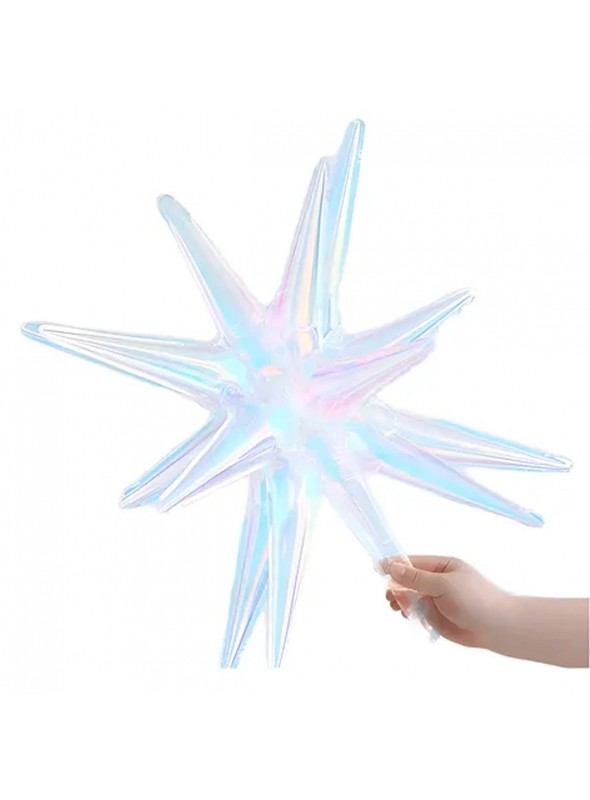 Balão Metalizado Estrela Furtacor Branco 14 Pontas 50cm