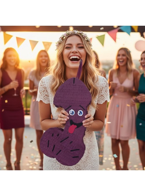 Pinhata Despedida De Solteira Marrom Bastão Confetes Máscara